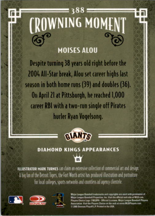 2005 Diamond Kings #388 Moises Alou back image