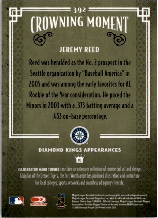 2005 Diamond Kings #392 Jeremy Reed back image