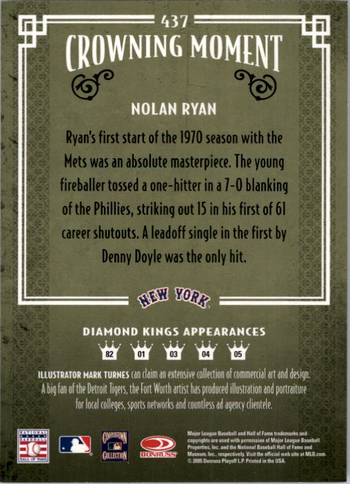 2005 Diamond Kings #437 Nolan Ryan back image