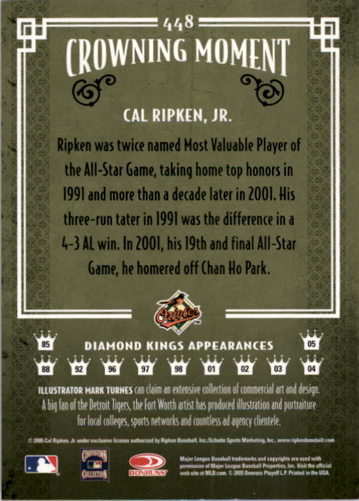 2005 Diamond Kings #448 Cal Ripken back image