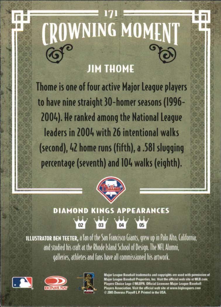 2005 Diamond Kings B/W #171 Jim Thome Phils back image
