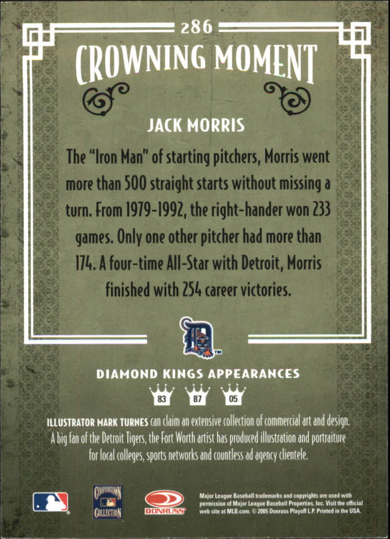 2005 Diamond Kings B/W #286 Jack Morris back image