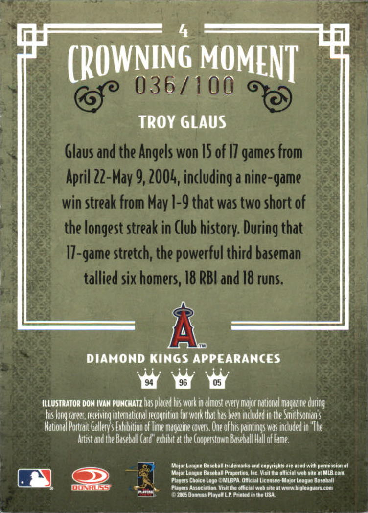 2005 Diamond Kings Bronze #4 Troy Glaus back image