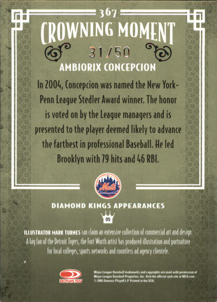 2005 Diamond Kings Bronze #367 Ambiorix Concepcion back image