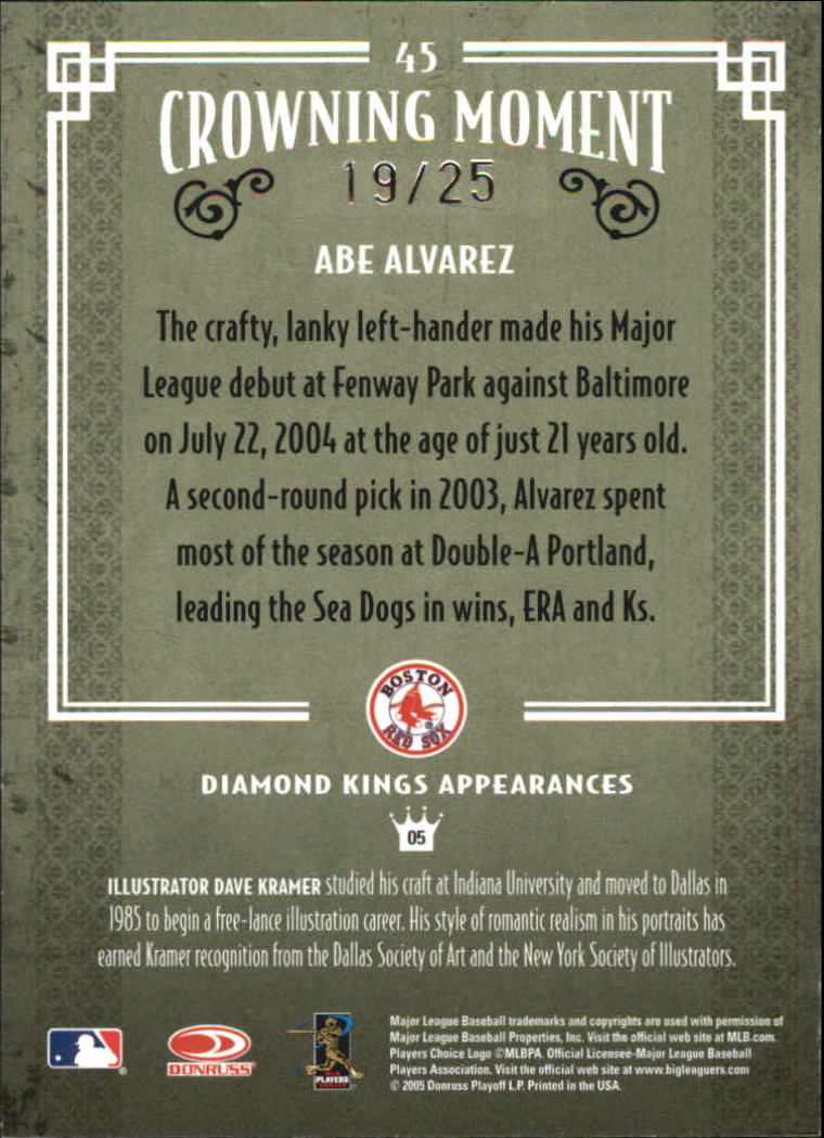 2005 Diamond Kings Gold #45 Abe Alvarez back image