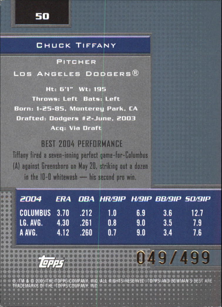 2005 Bowman's Best Blue #50 Chuck Tiffany FY back image