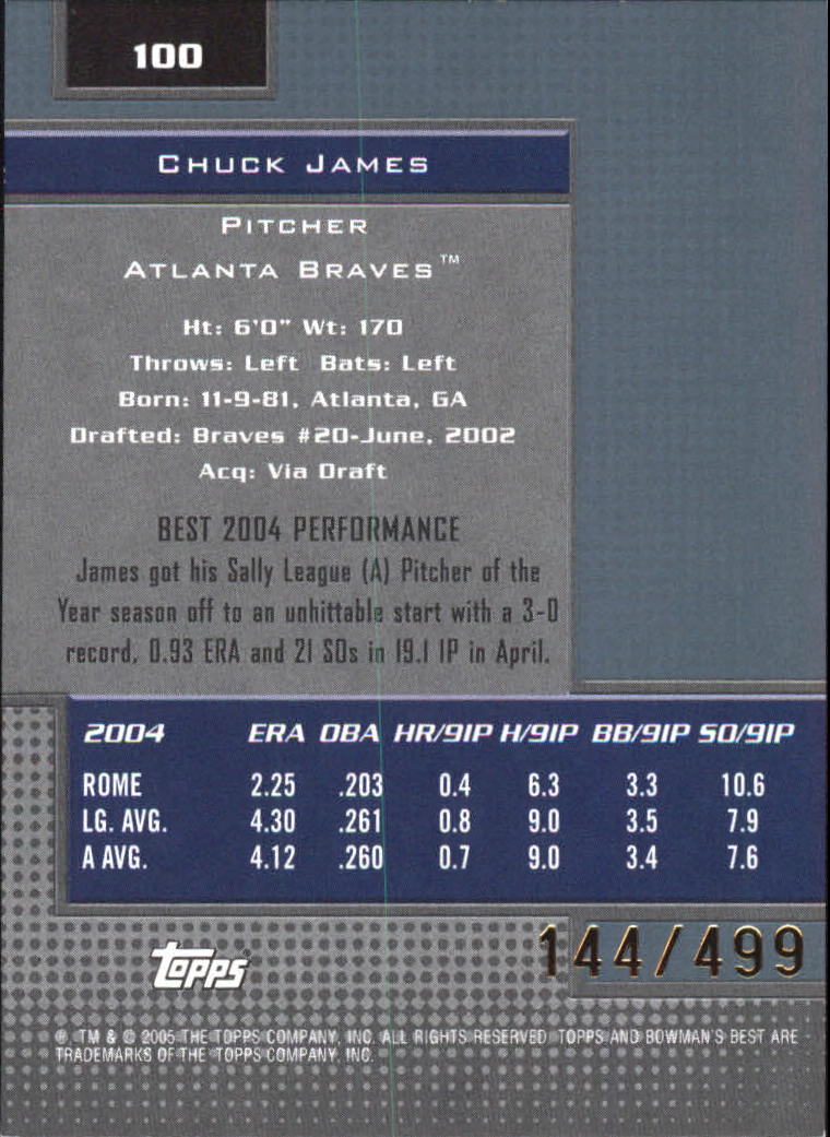 2005 Bowman's Best Blue #100 Chuck James FY back image