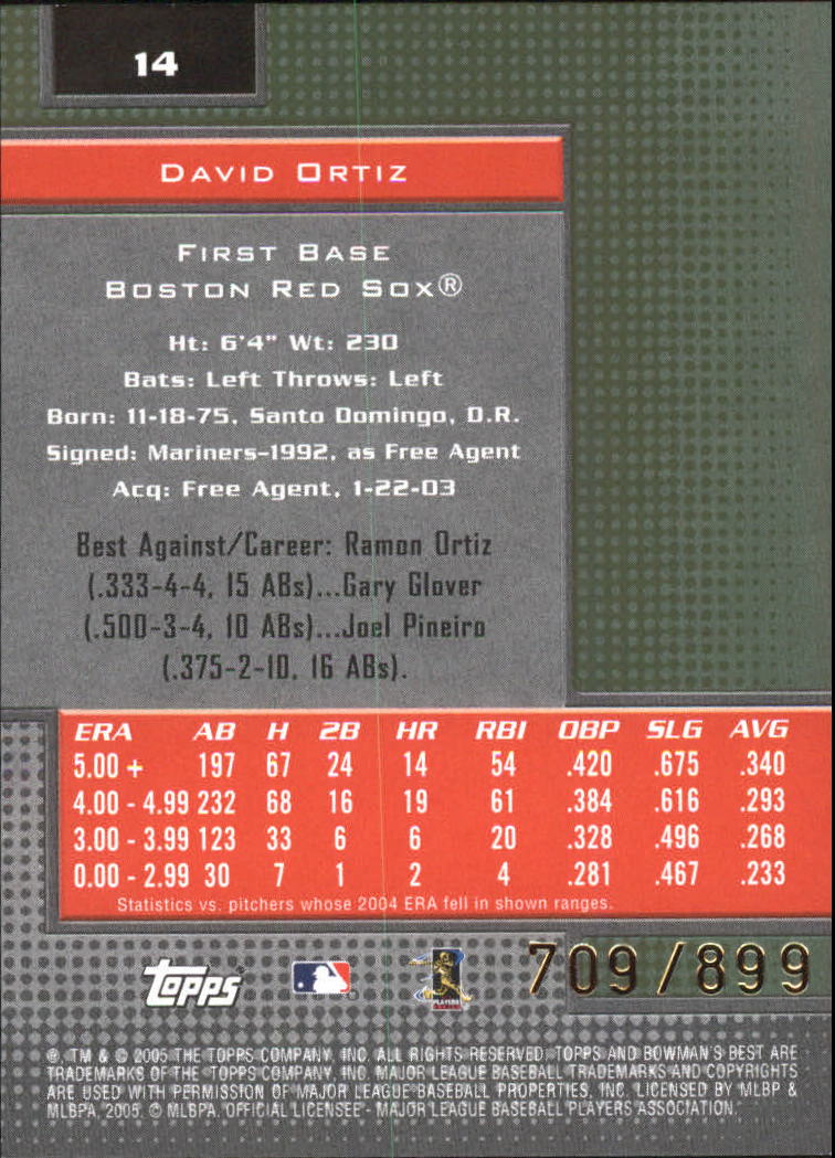 2005 Bowman's Best Green #14 David Ortiz back image