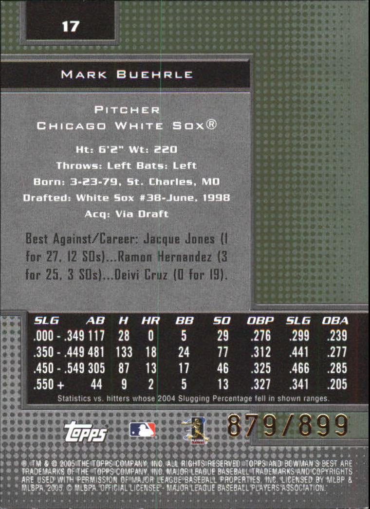 2005 Bowman's Best Green #17 Mark Buehrle back image