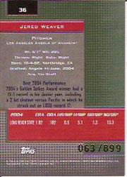 2005 Bowman's Best Green #36 Jered Weaver FY back image