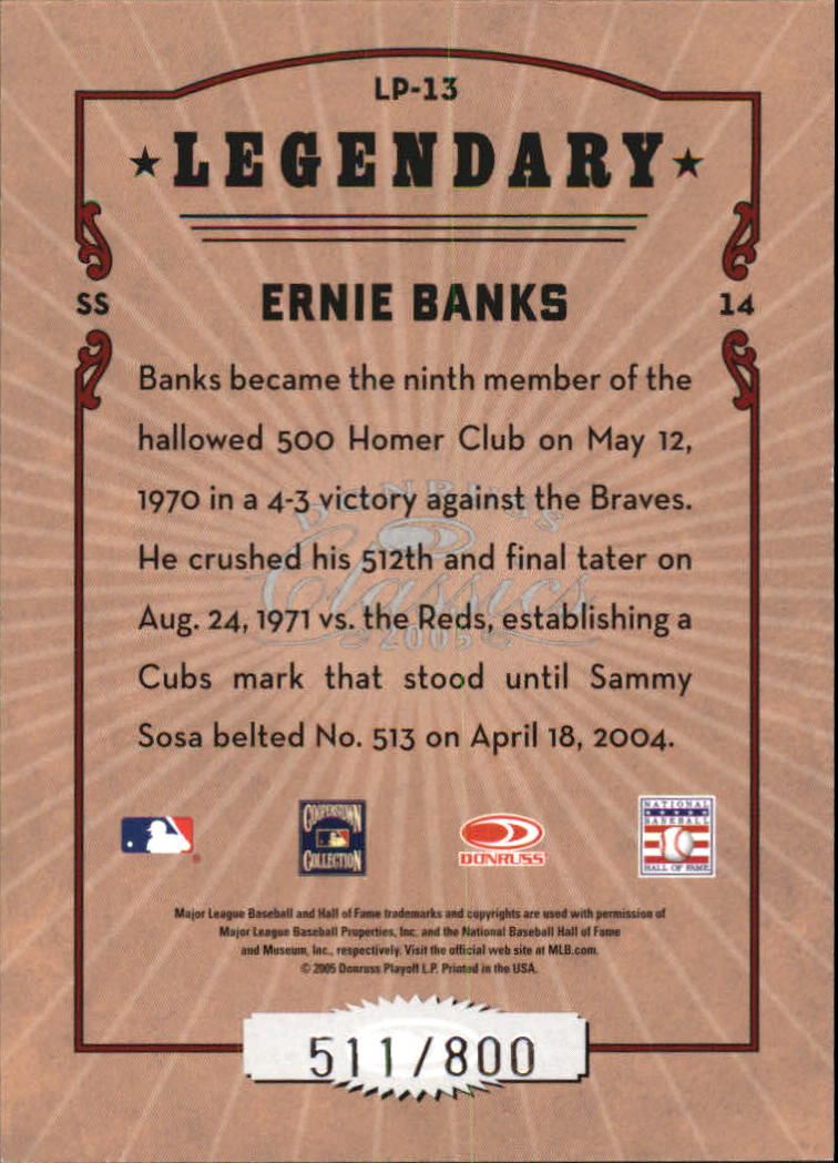 2005 Donruss Classics Legendary Players #13 Ernie Banks back image