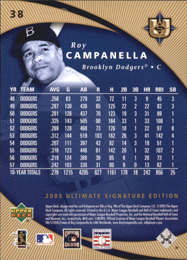 2005 Ultimate Signature #38 Roy Campanella back image
