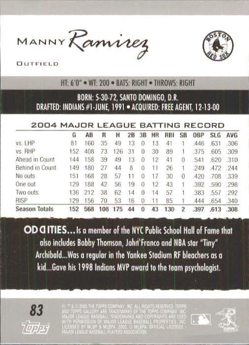 A6153- 2005 Topps Gallery BB Cards 1-188 +Inserts -You Pick- 15+ FREE US SHIP - Picture 154 of 328