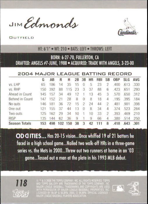 A6153- 2005 Topps Gallery BB Cards 1-188 +Inserts -You Pick- 15+ FREE US SHIP - Picture 220 of 328