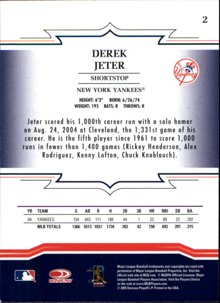 2005 Throwback Threads #2 Derek Jeter back image