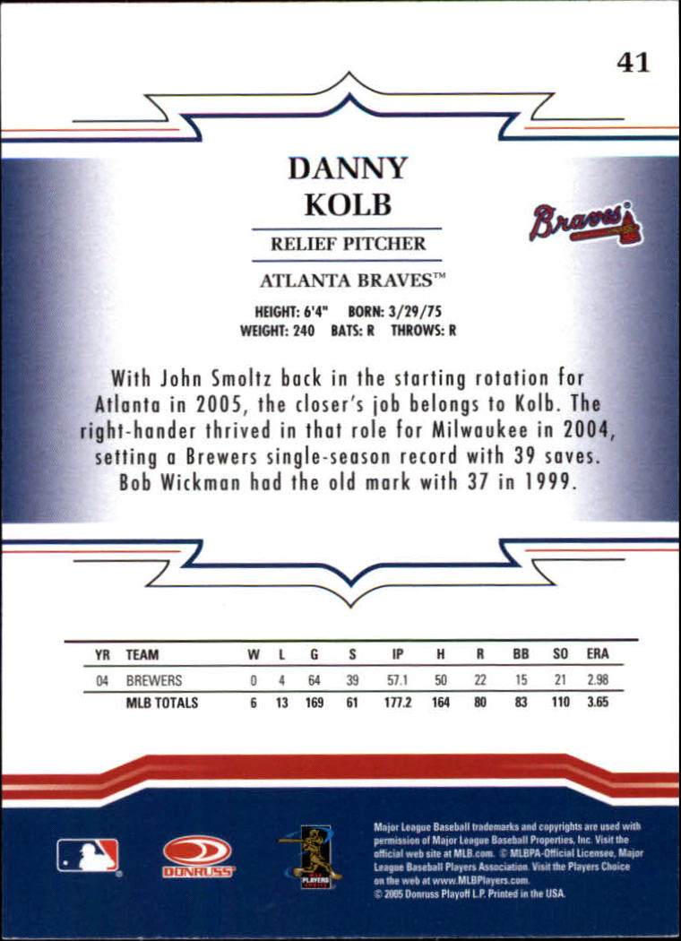 2005 Throwback Threads #41 Danny Kolb back image