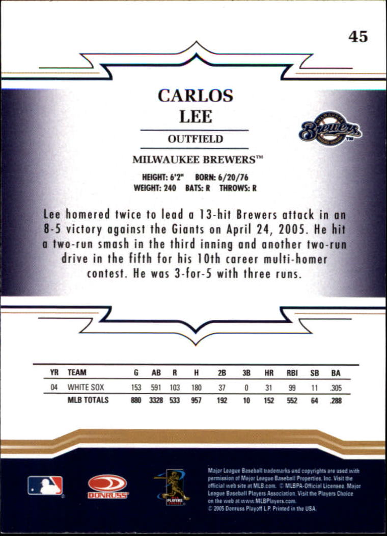 2005 Throwback Threads #45 Carlos Lee back image