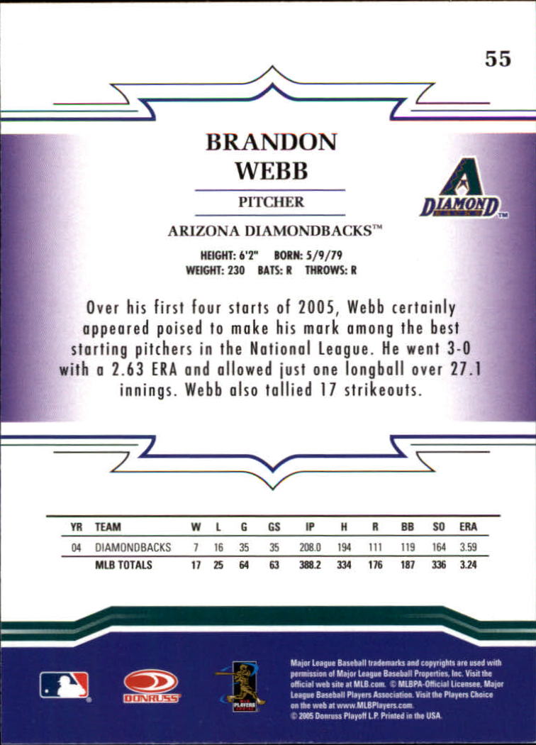 2005 Throwback Threads #55 Brandon Webb back image