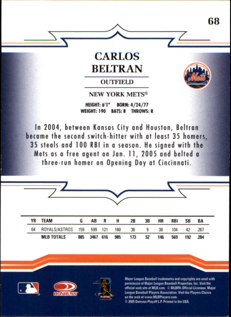 2005 Throwback Threads #68 Carlos Beltran back image