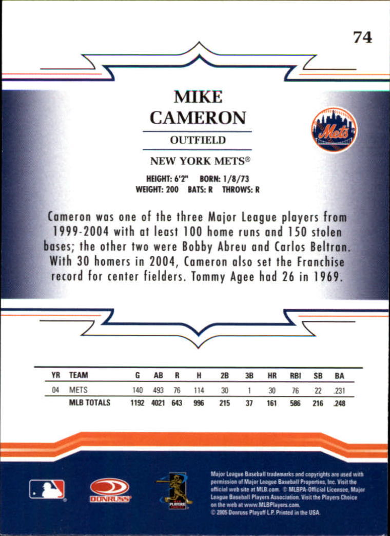 2005 Throwback Threads #74 Mike Cameron back image