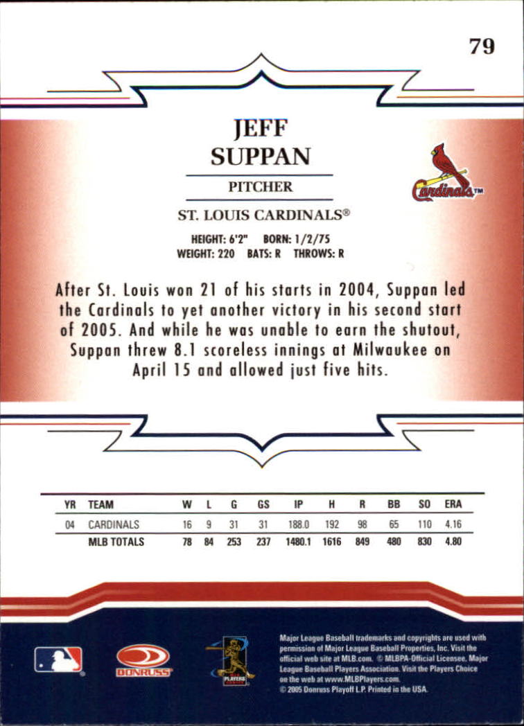 2005 Throwback Threads #79 Jeff Suppan back image
