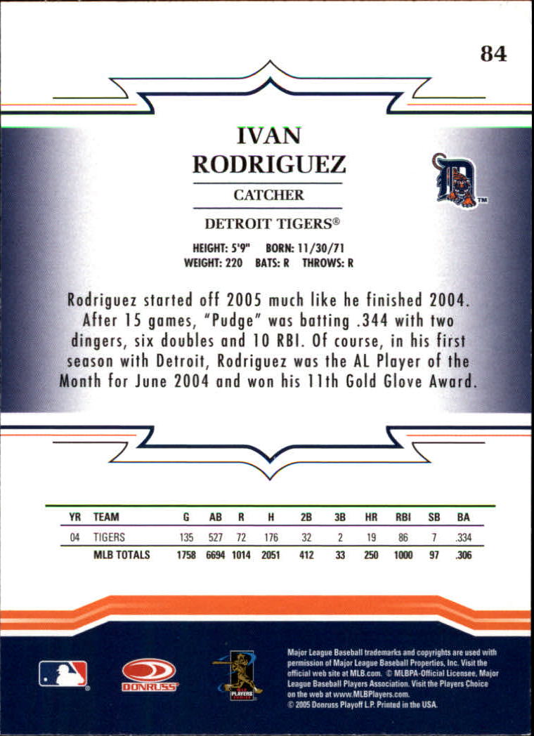 2005 Throwback Threads #84 Ivan Rodriguez back image