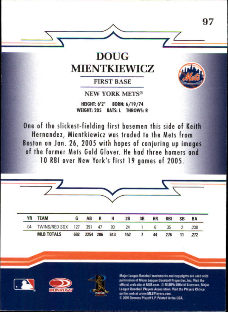 2005 Throwback Threads #97 Doug Mientkiewicz back image