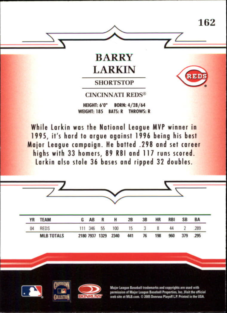 2005 Throwback Threads #162 Barry Larkin back image