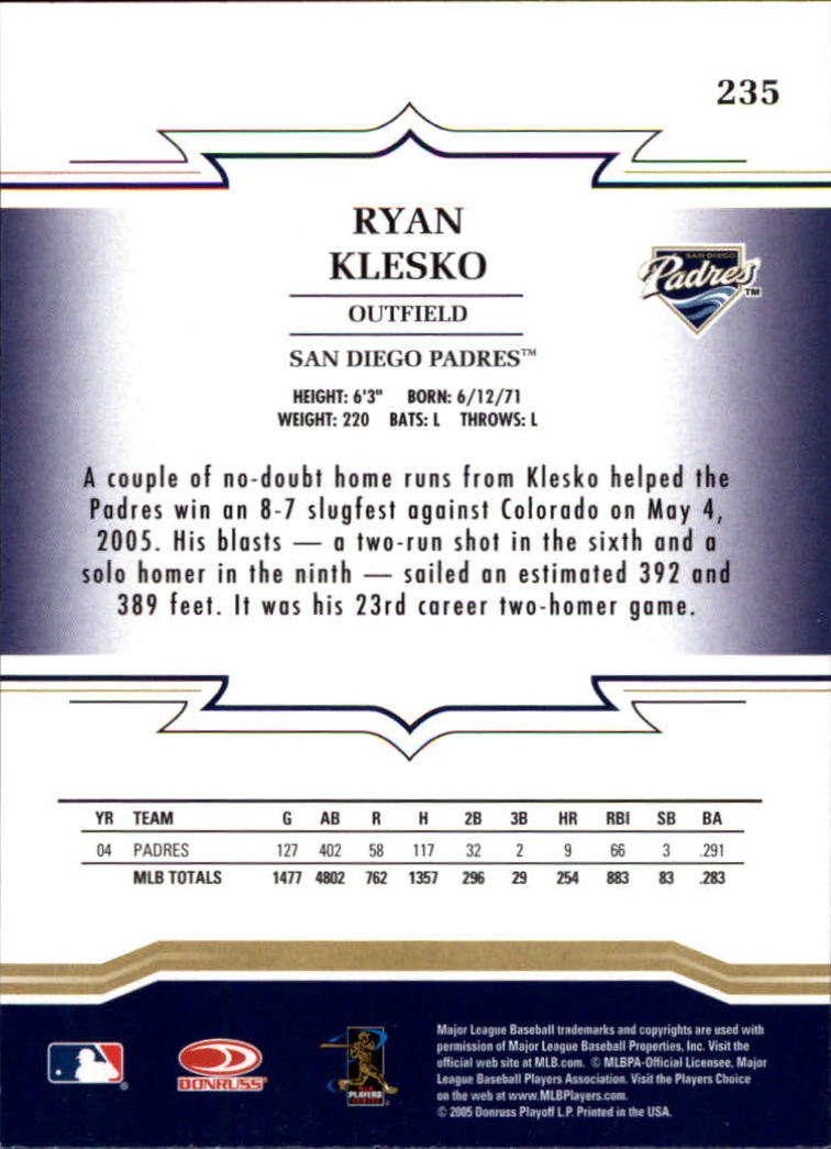 2005 Throwback Threads #235 Ryan Klesko back image