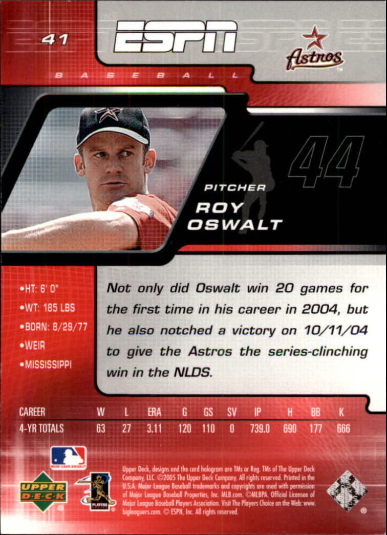 2005 Upper Deck ESPN #41 Roy Oswalt back image