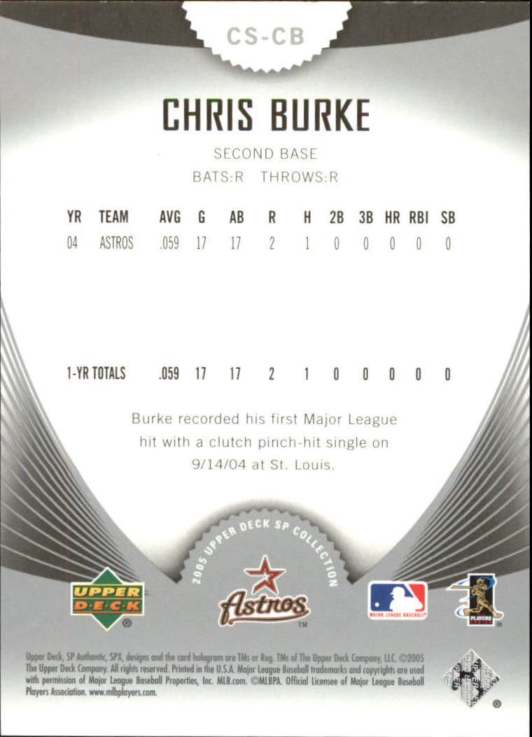 2005 SP Collection of Stars #CB Chris Burke back image