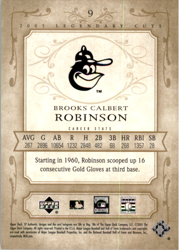 2005 SP Legendary Cuts #9 Brooks Robinson back image