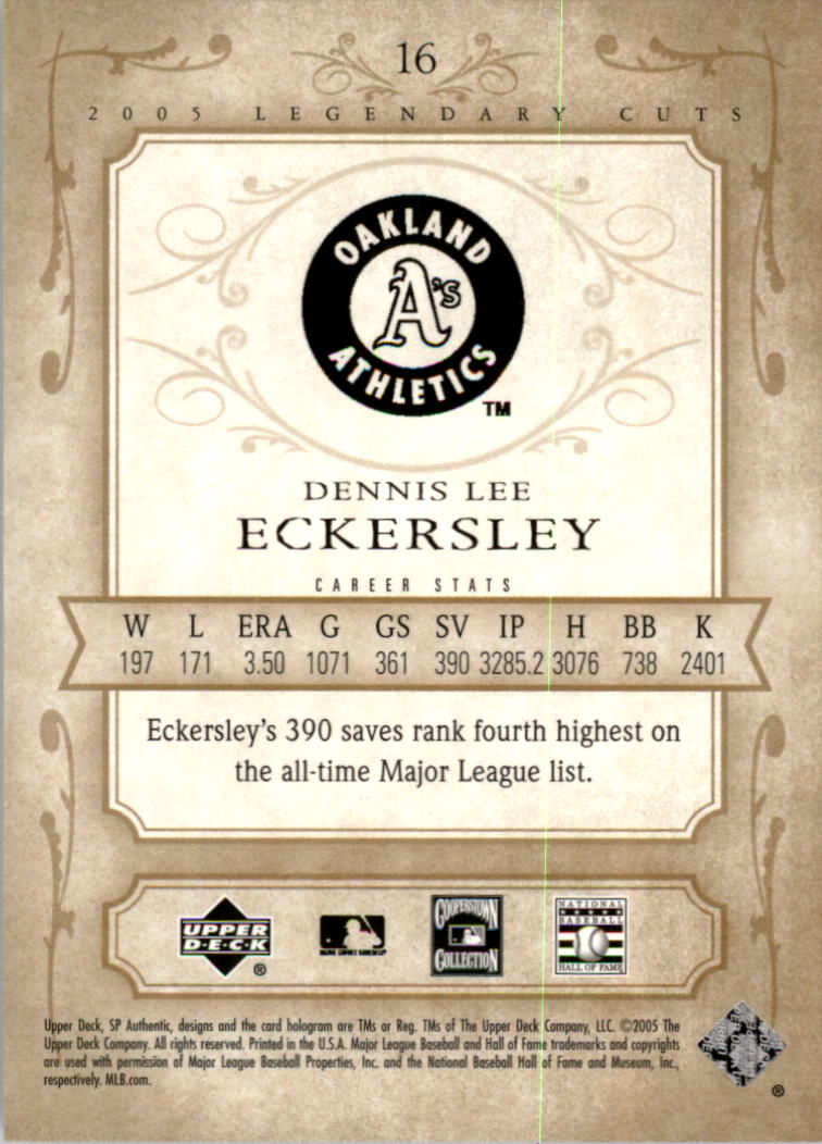 2005 SP Legendary Cuts #16 Dennis Eckersley back image