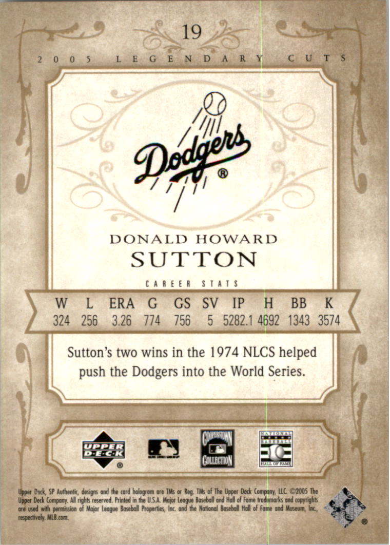 2005 SP Legendary Cuts #19 Don Sutton back image