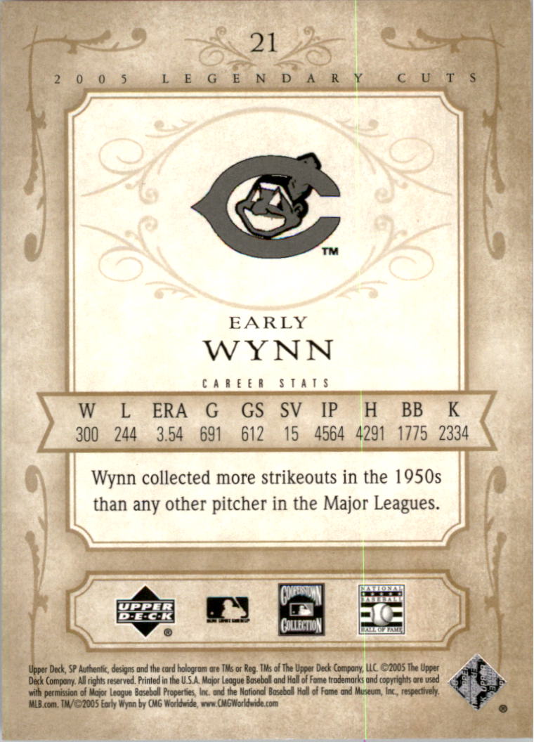 2005 SP Legendary Cuts #21 Early Wynn back image