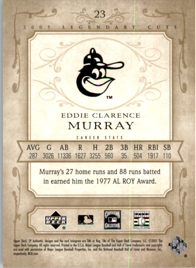 2005 SP Legendary Cuts #23 Eddie Murray back image