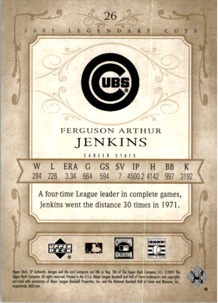2005 SP Legendary Cuts #26 Fergie Jenkins back image