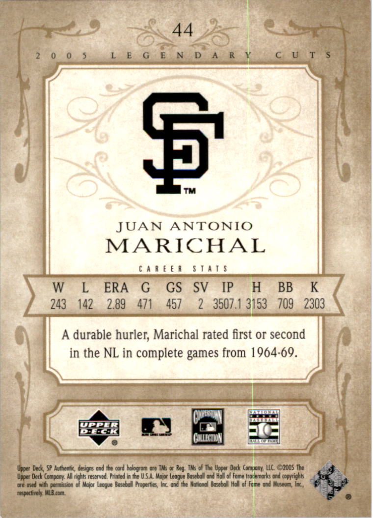 2005 SP Legendary Cuts #44 Juan Marichal back image