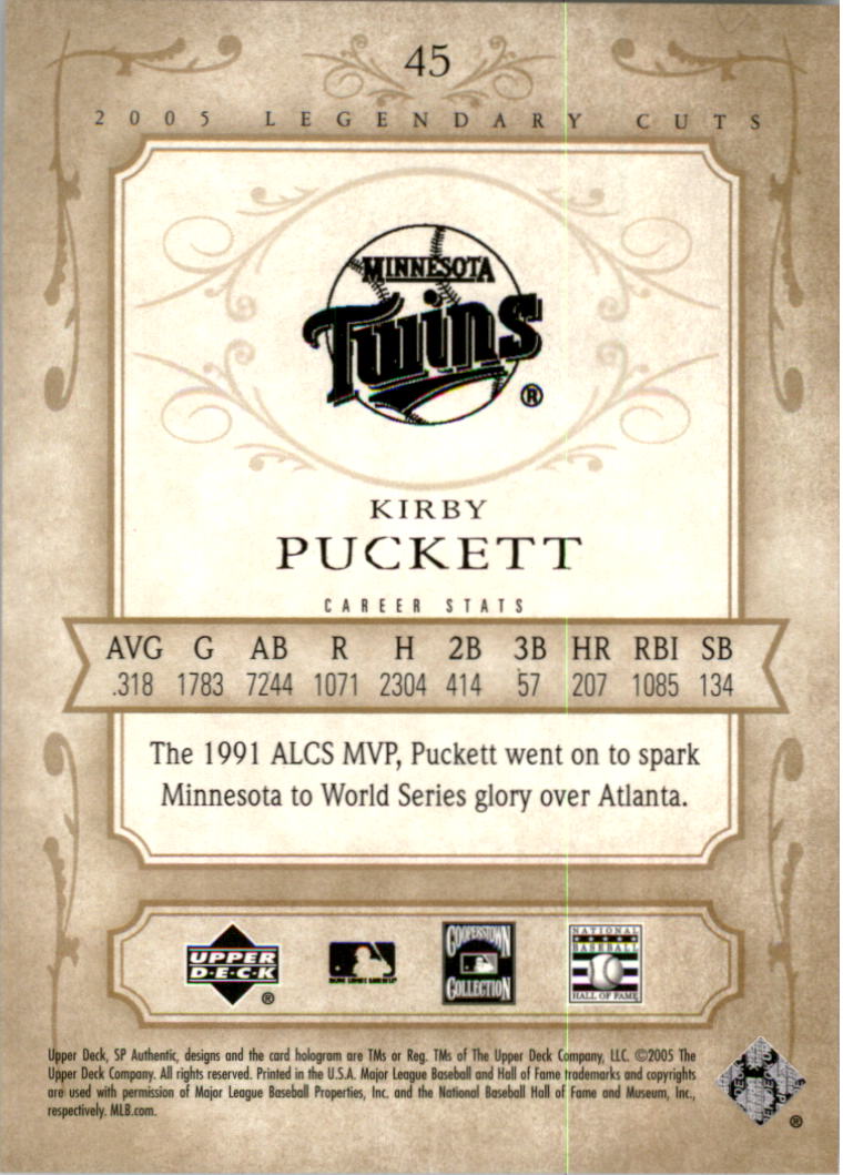 2005 SP Legendary Cuts #45 Kirby Puckett back image