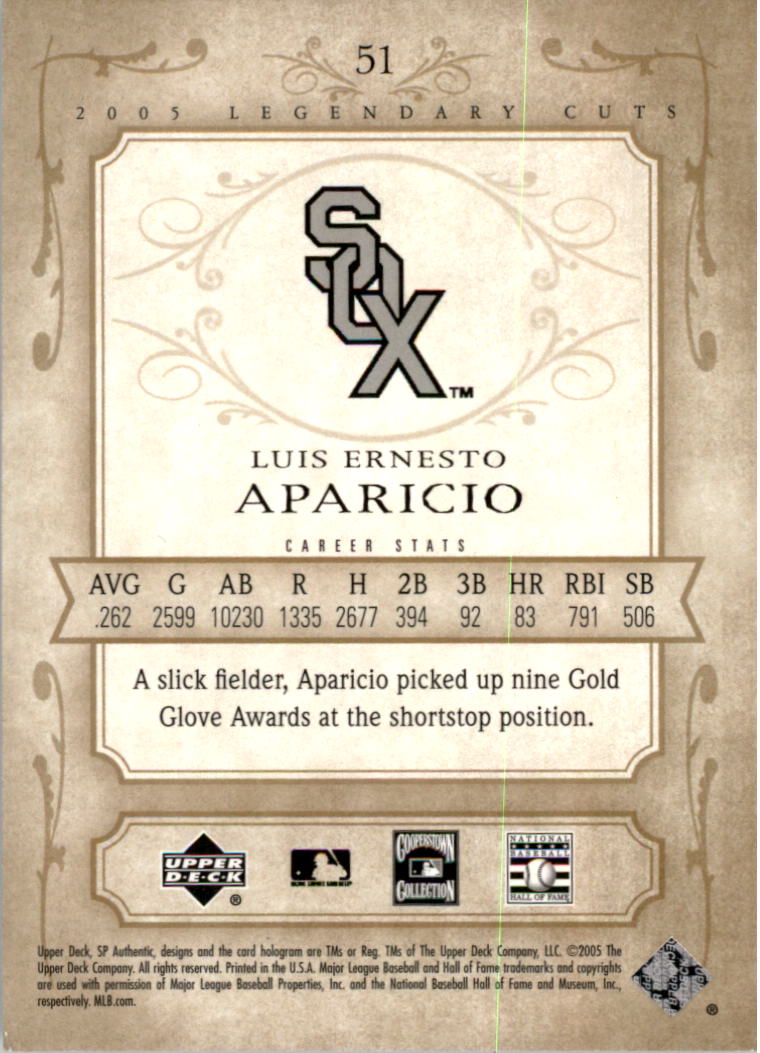2005 SP Legendary Cuts #51 Luis Aparicio back image