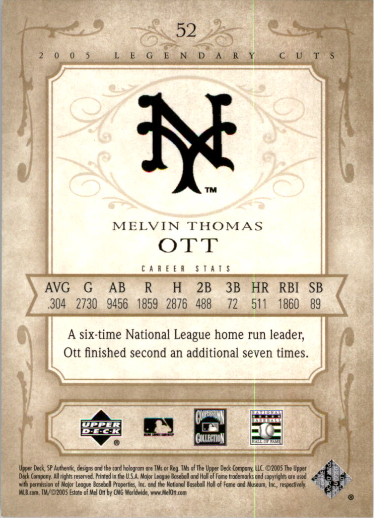 Mel Ott cards (2004-2023) Giants - You Choose - Bild 7 von 29