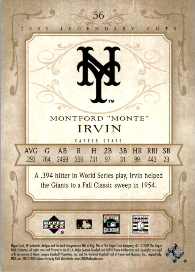 2005 SP Legendary Cuts #56 Monte Irvin back image