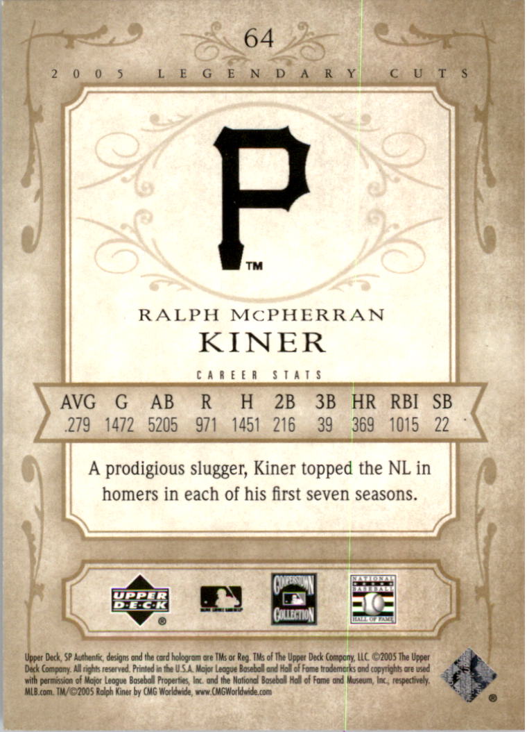 2005 SP Legendary Cuts #64 Ralph Kiner back image