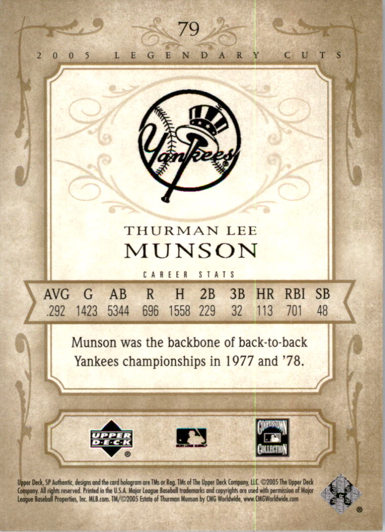 2005 SP Legendary Cuts #79 Thurman Munson back image