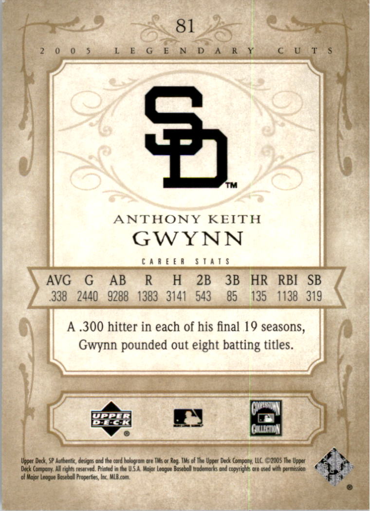 2005 SP Legendary Cuts #81 Tony Gwynn back image