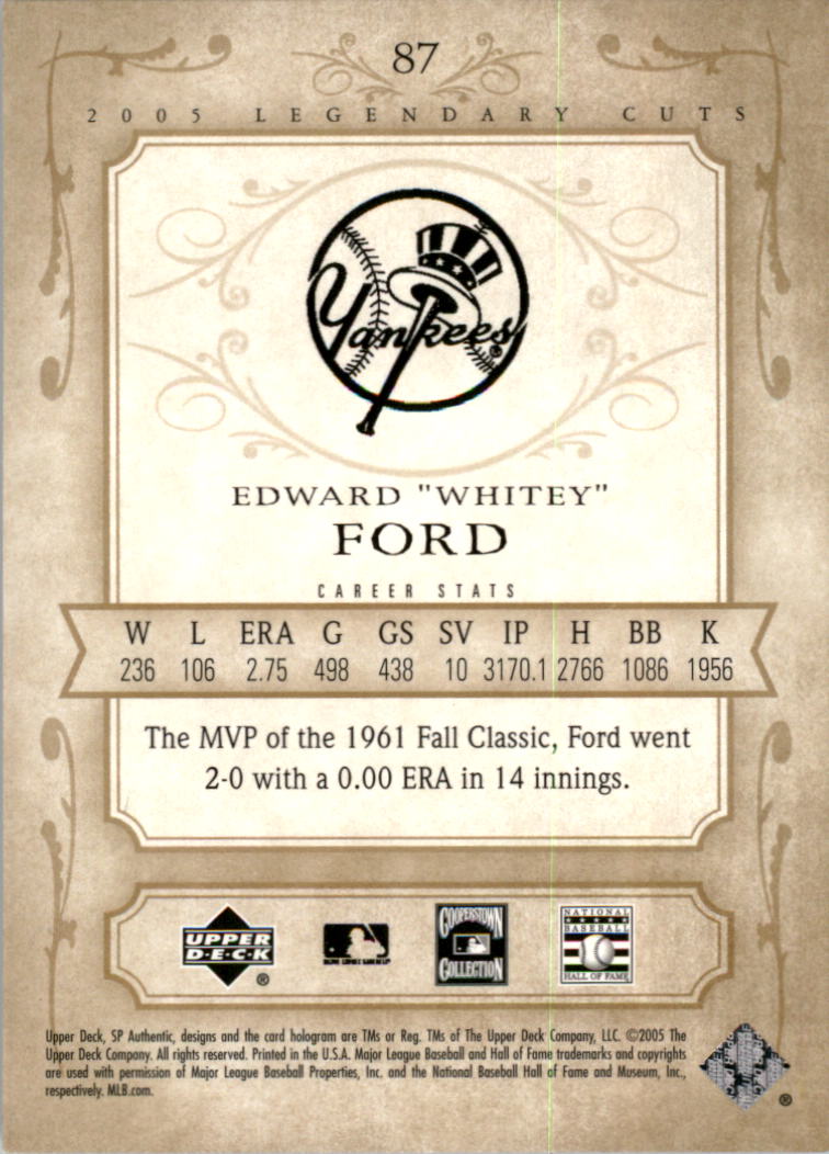 2005 SP Legendary Cuts #87 Whitey Ford back image
