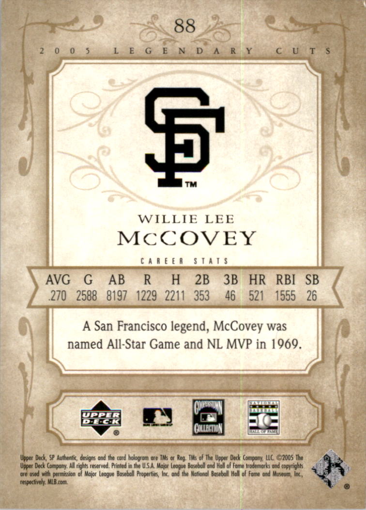 2005 SP Legendary Cuts #88 Willie McCovey back image