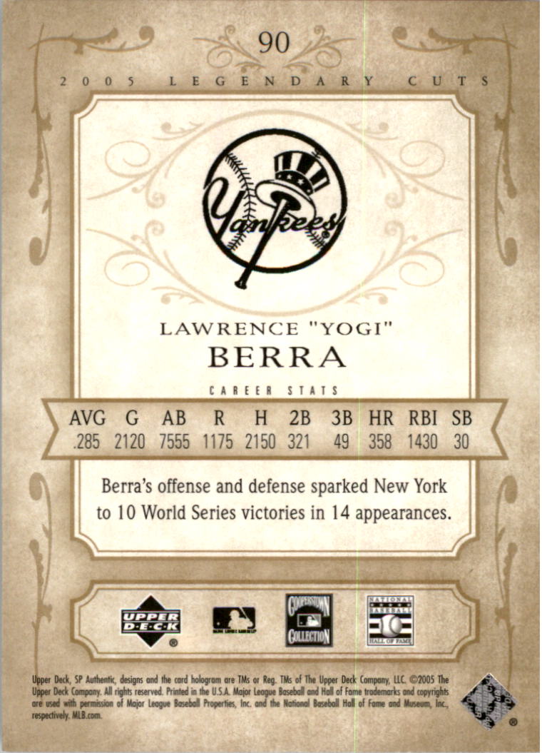 2005 SP Legendary Cuts #90 Yogi Berra back image