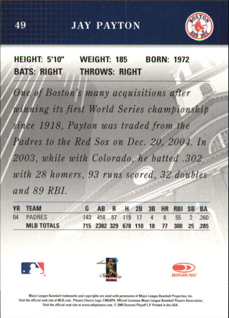 2005 Studio #49 Jay Payton back image