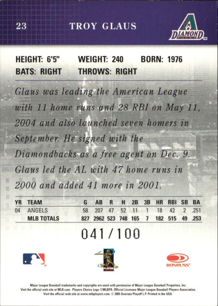 2005 Studio Proofs Silver #23 Troy Glaus back image